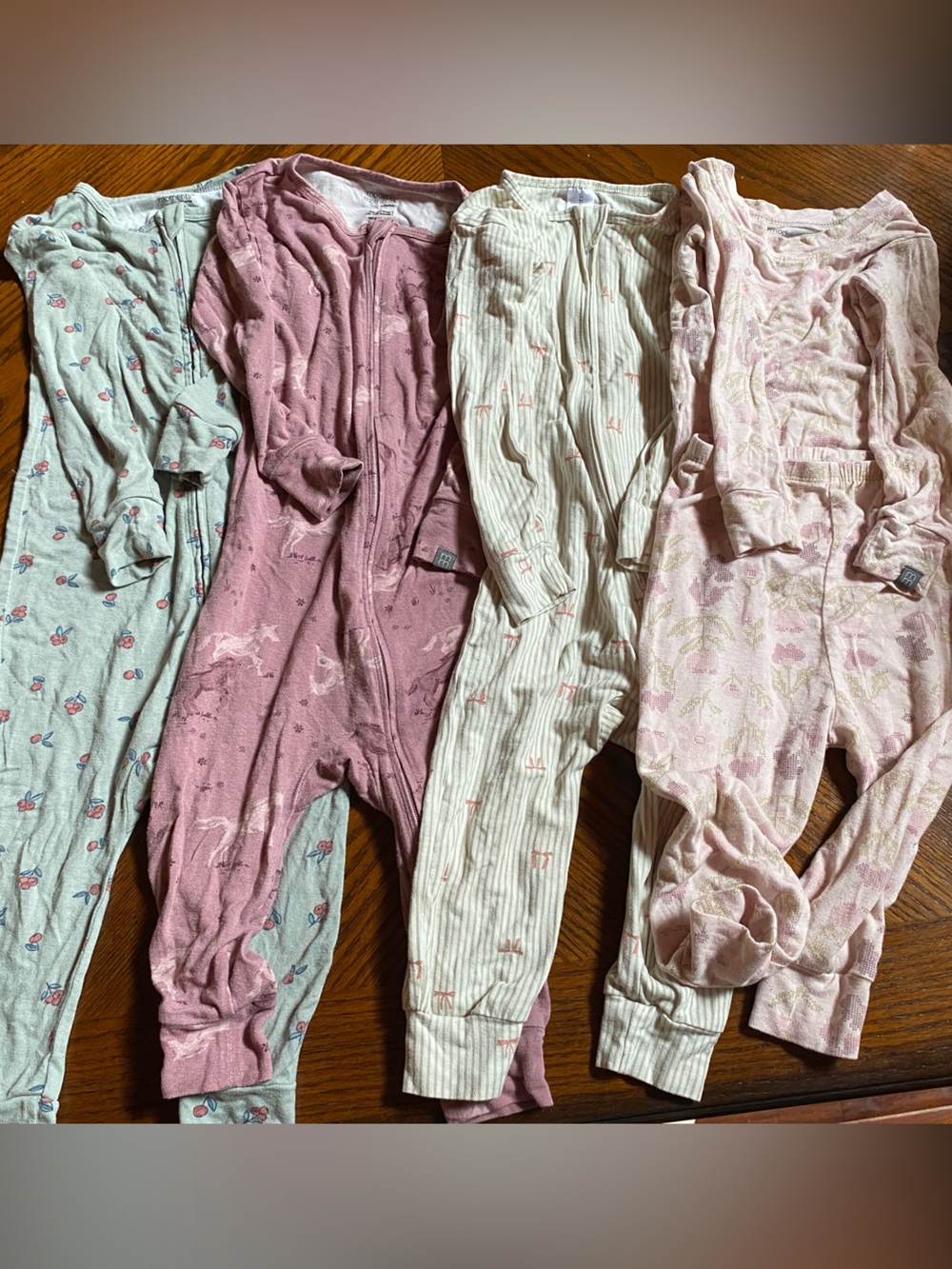 Girls' Soft Pink and Mauve Cotton Blend Footless Pajama Set